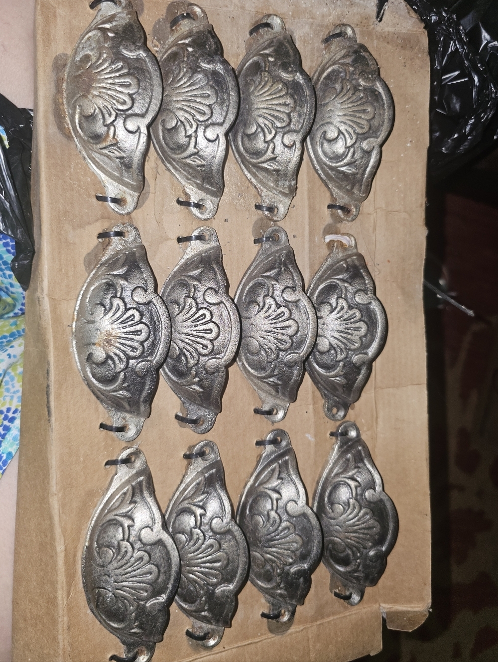 12 Victorian-style, cast iron furniture drawer pulls/ Cup Pulls